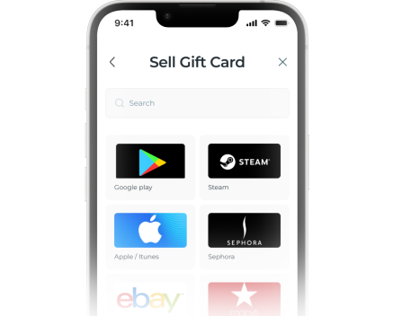 Choose Your Gift Card Screen